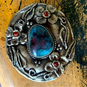 Paige Wallace silver & turquoise belt buckle.